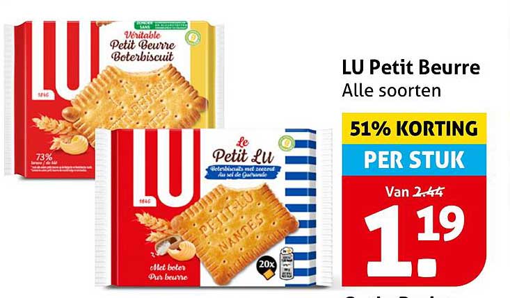 LU Petit Beurre Alle soorten 51% KORTING PER STUK
