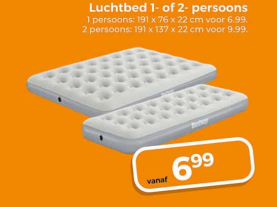 Luchtbed 1- of 2- persoons