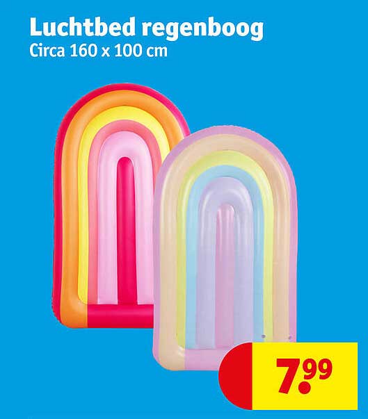 Luchtbed regenboog Circa 160 x 100 cm