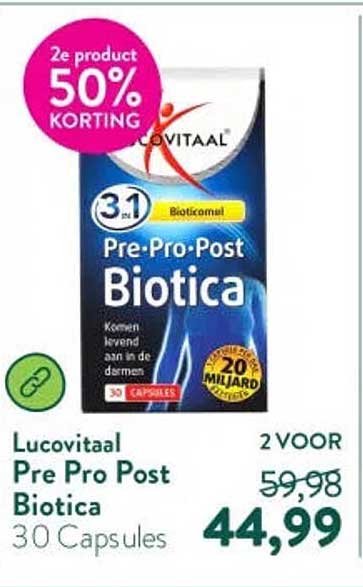 Lucovitaal Pre Pro Post Biotica 30 Capsules 2e product 50% korting