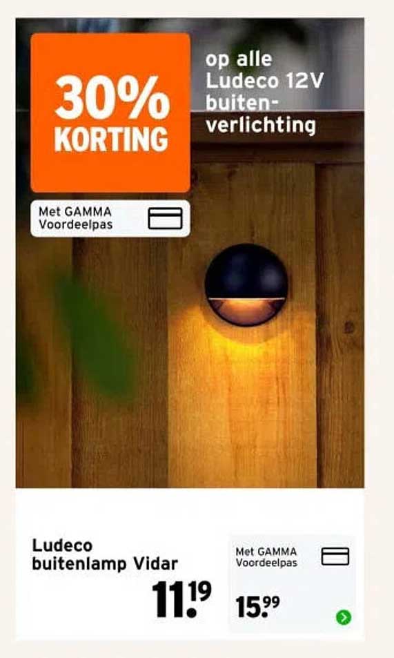 Ludeco buitenlamp Vidar 30% korting met GAMMA Voordeelpas
