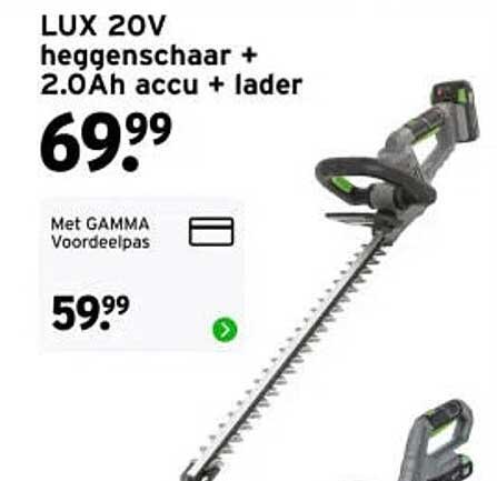 LUX 20V heggenschaar + 2.0Ah accu + lader
