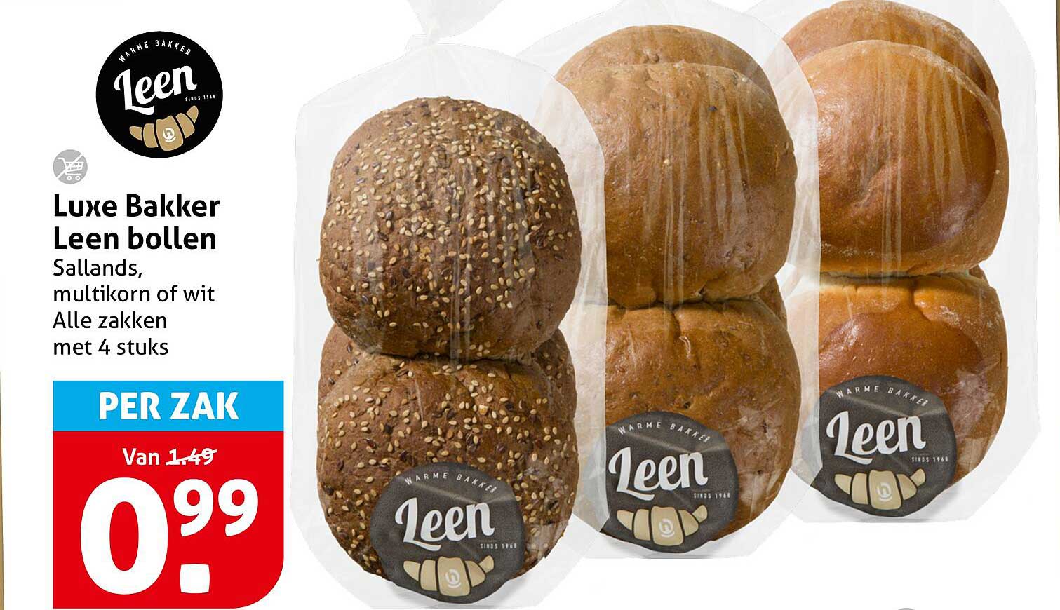 Luxe Bakker Leen bollen Sallands, multikorn of wit Alle zakken met 4 stuks