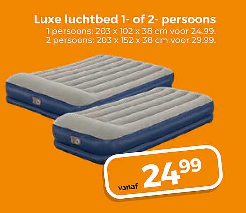 Luxe luchtbed 1- of 2- persoons
