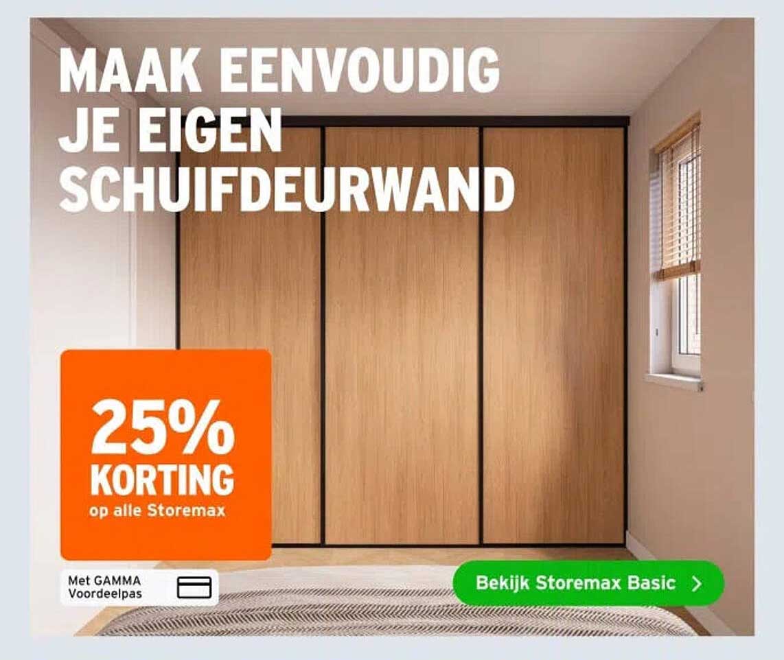 Maak eenvoudig je eigen schuifdeurwand 25% korting op alle Storemax