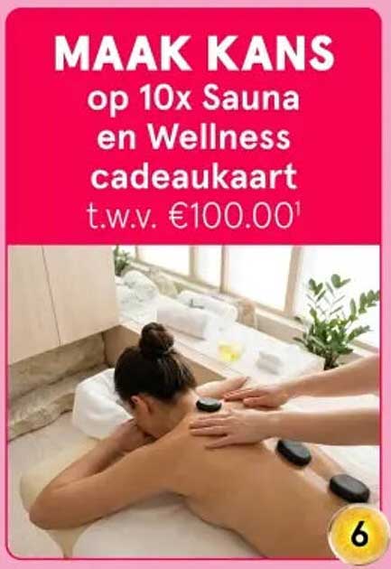 MAAK KANS op 10x Sauna en Wellness cadeaubkaart t.w.v. €100.00