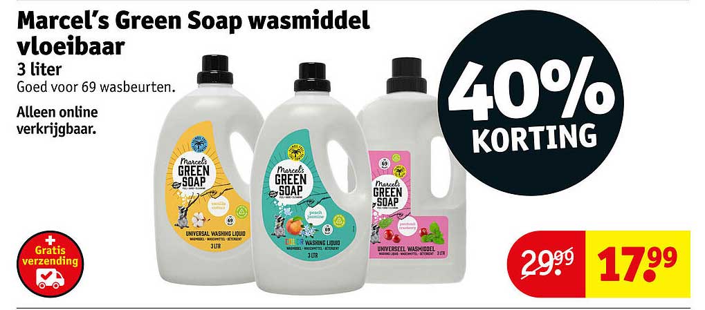 Marcel’s Green Soap wasmiddel vloeibaar 3 liter 40% KORTING
