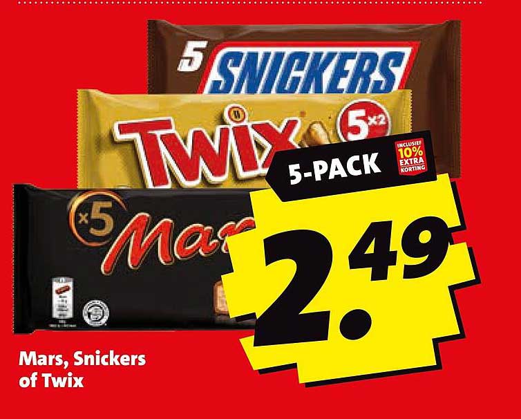 Mars, Snickers of Twix 5-PACK