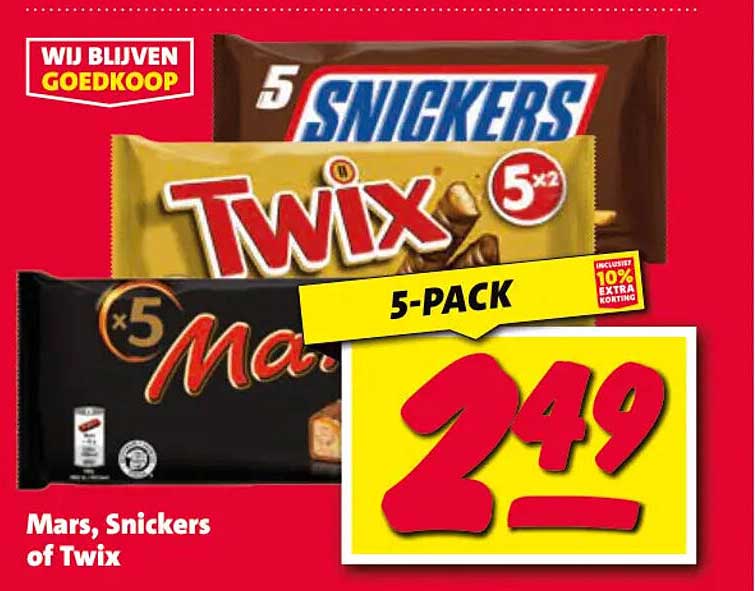 Mars, Snickers of Twix 5-PACK