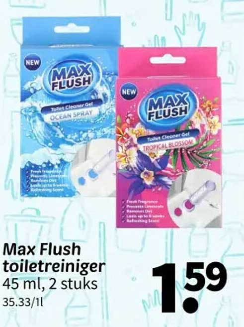 Max Flush toiletreiniger 45 ml, 2 stuks