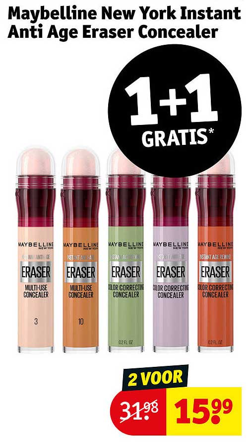 Maybelline New York Instant Anti Age Eraser Concealer 1+1 gratis