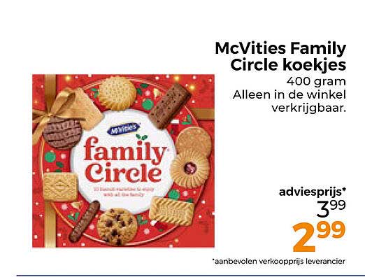 McVities Family Circle koekjes 400 gram Alleen in de winkel verkrijgbaar.