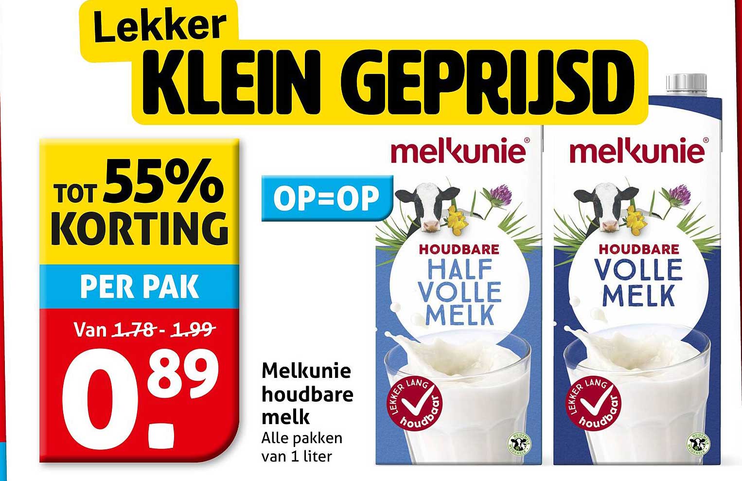 Melkunie houdbare melk Alle pakken van 1 liter TOT 55% KORTING PER PAK OP=OP