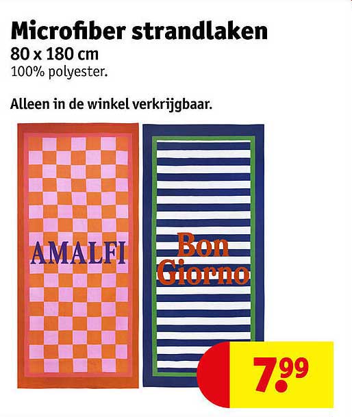 Microfiber strandlaken 80 x 180 cm 100% polyester.