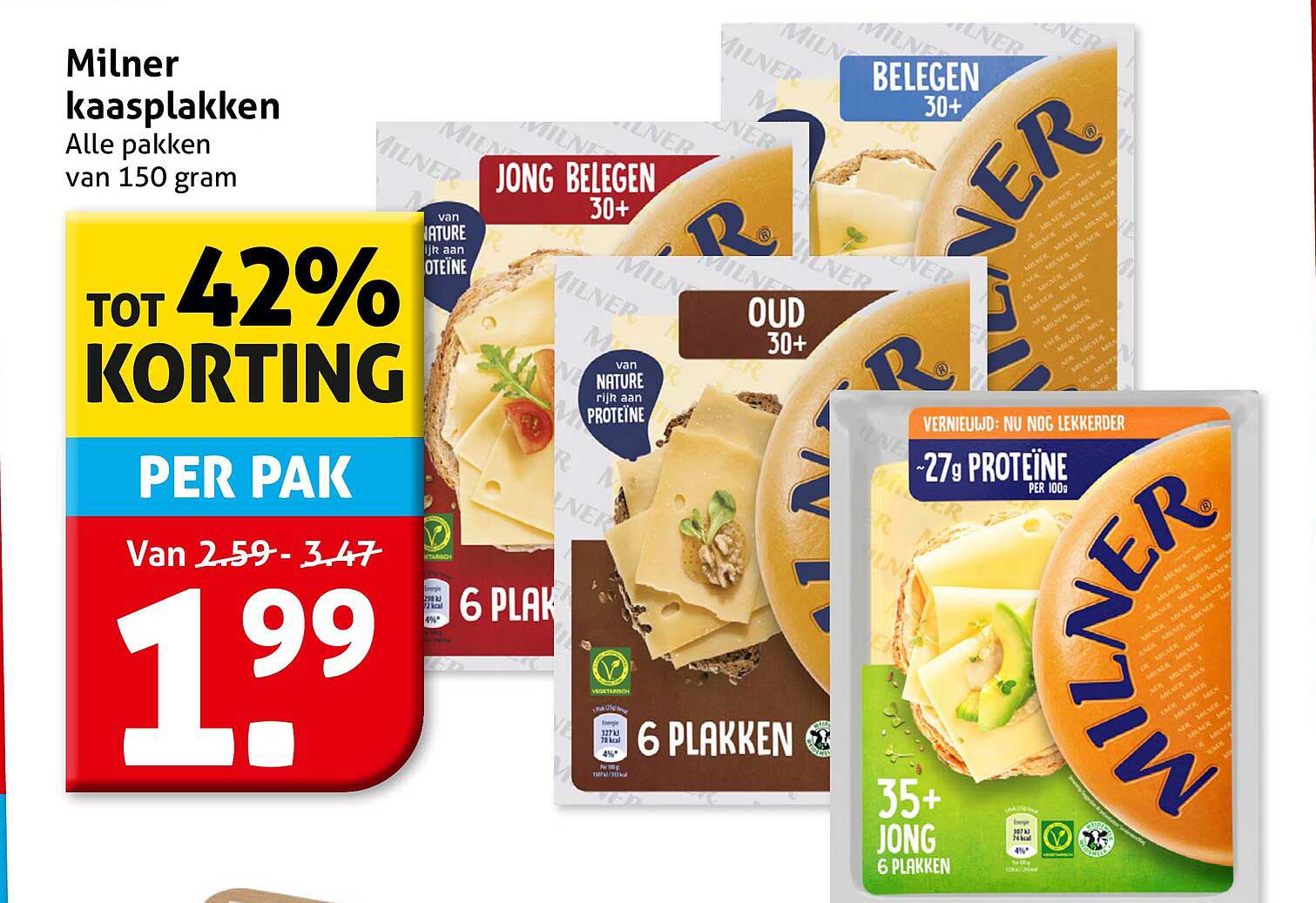 Milner kaasplakken Alle pakken van 150 gram