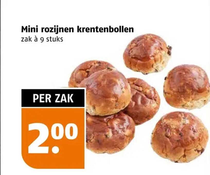 Mini rozijnen krentenbollen zak à 9 stuks