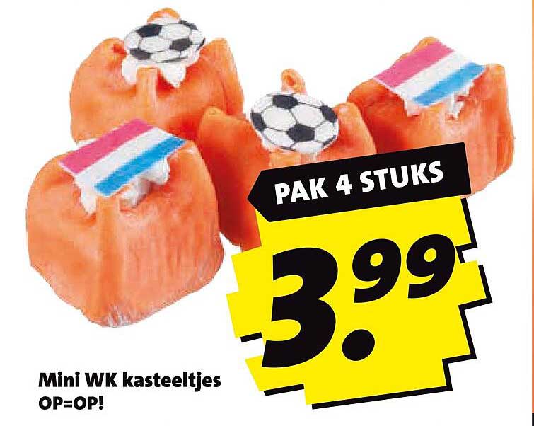 Mini WK kasteeltjes OP=OP! Pak 4 stuks