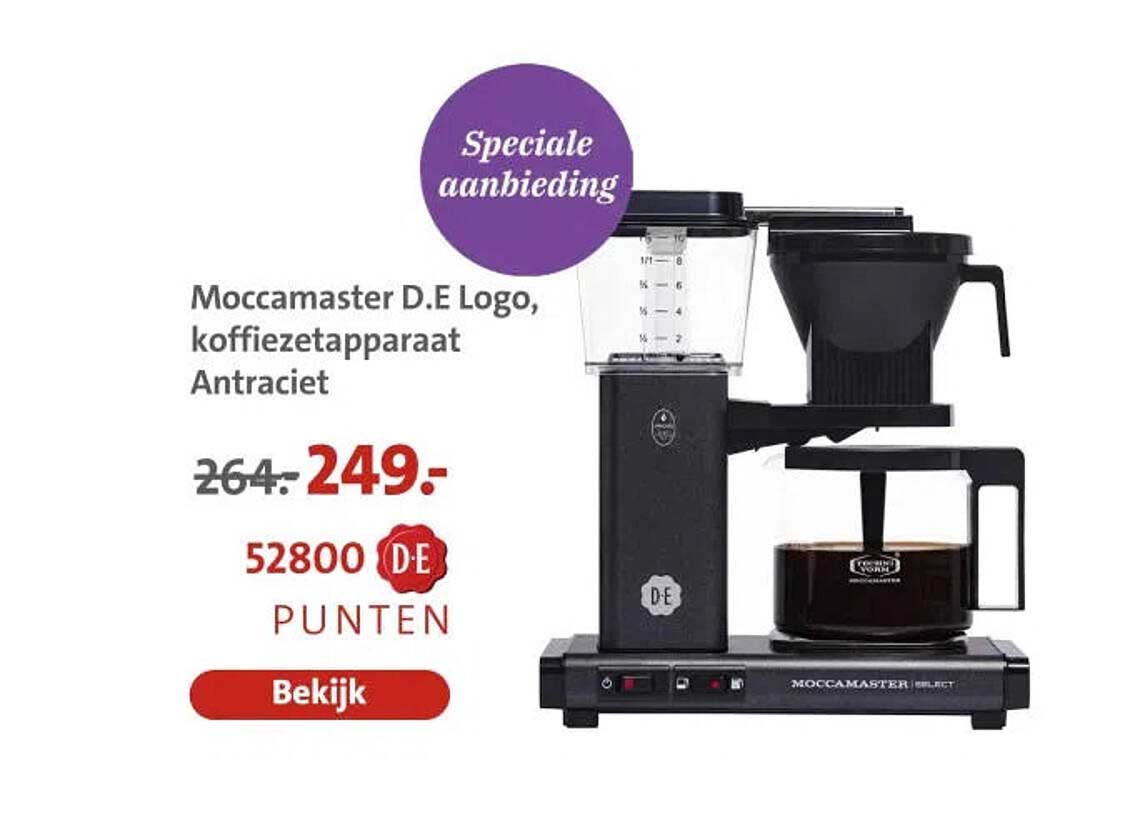 Moccamaster D.E Logo, koffiezetapparaat Antraciet