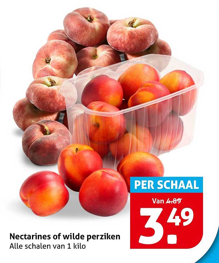 Nectarines of wilde perziken Alle schalen van 1 kilo PER SCHAAL