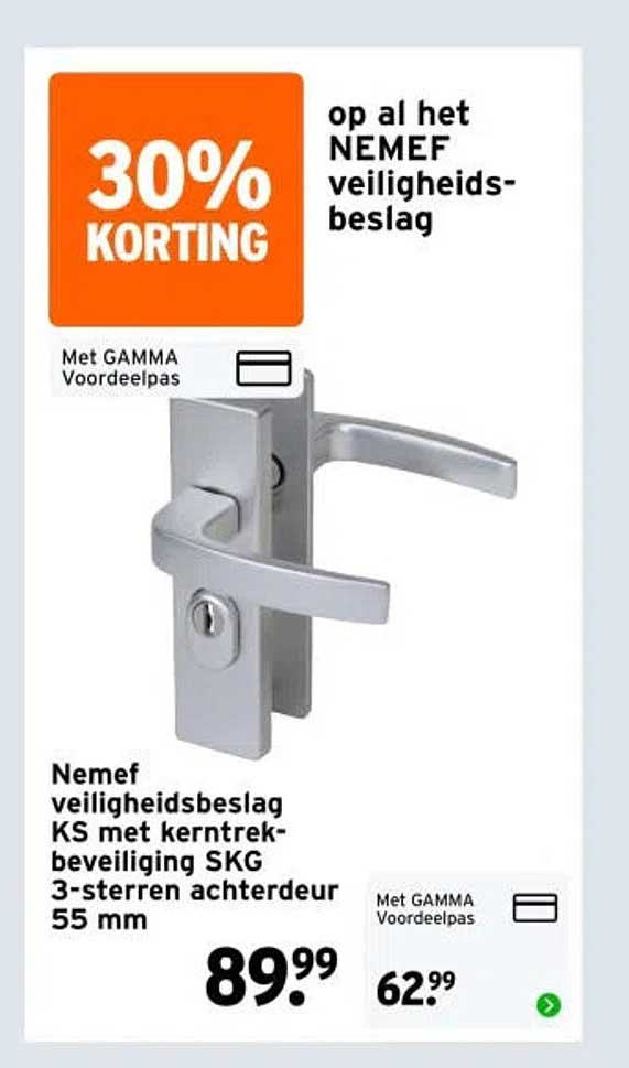Nemef veiligheidsbeslag KS met kerntrek-beveiliging SKG 3-sterren achterdeur 55 mm 30% korting