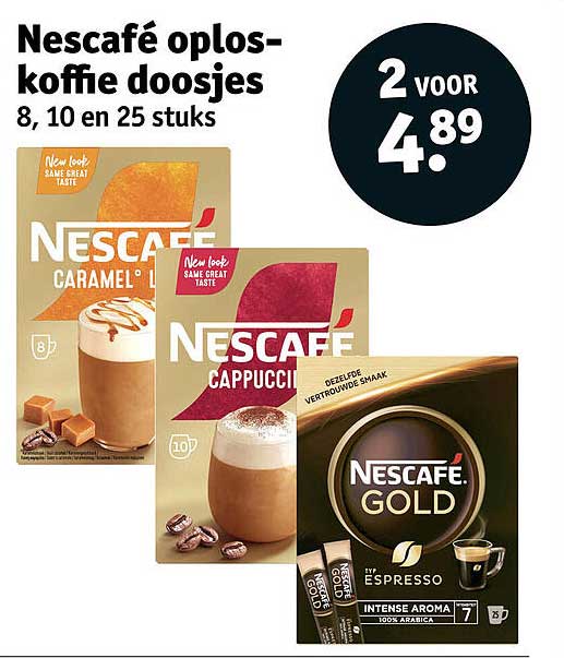 Nescafé oplos-koffie doosjes 8, 10 en 25 stuks