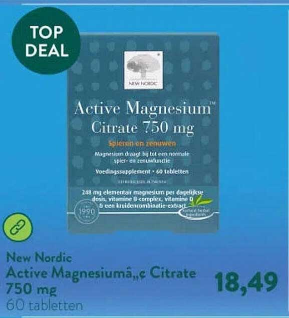 New Nordic Active Magnesium Citrate 750 mg 60 tabletten
