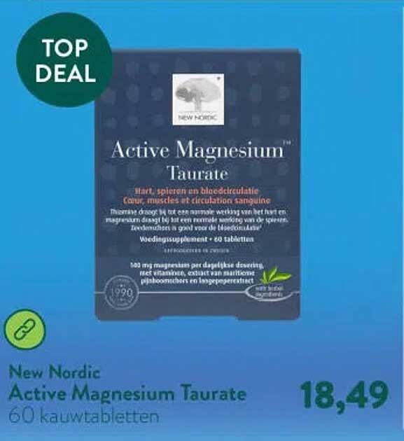 New Nordic Active Magnesium Taurate 60 kauwtabletten