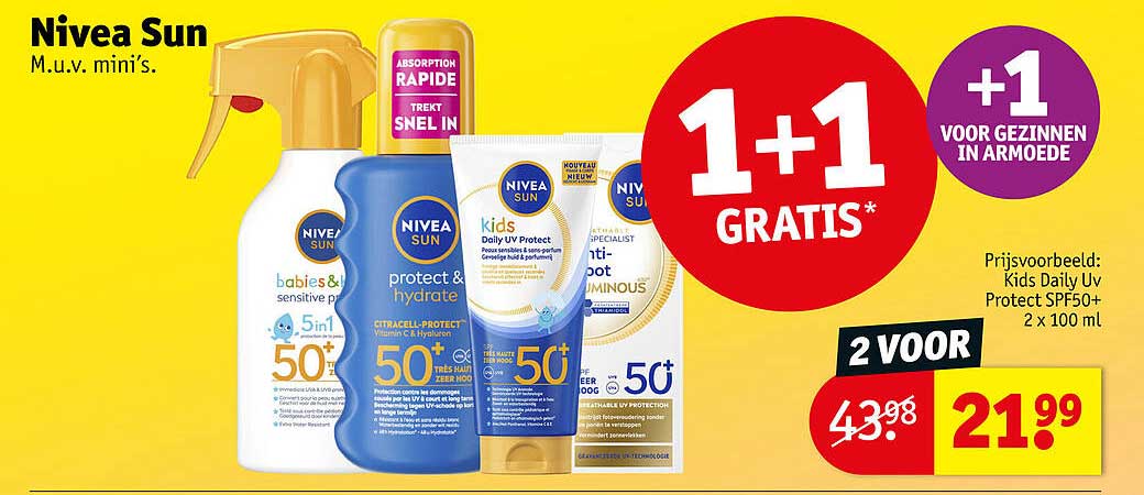 Nivea Sun M.u.v. mini’s. 1+1 gratis