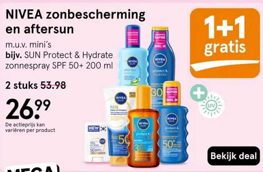 NIVEA zonbescherming en aftersun 1+1 gratis