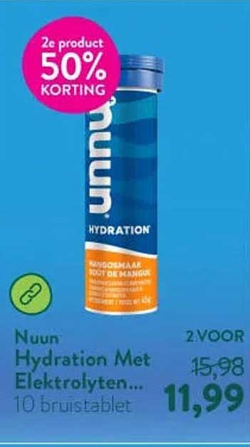 Nuun Hydration Met Elektrolyten... 10 bruistablet 2e product 50% KORTING