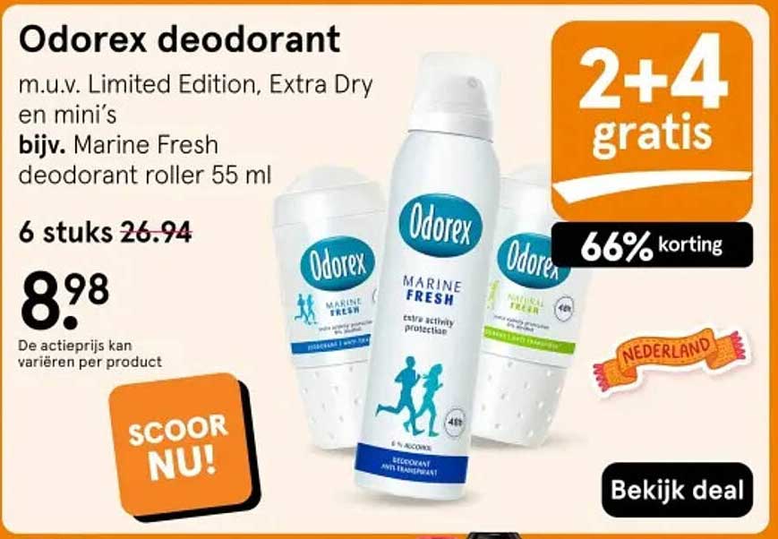Odorex deodorant 2+4 gratis