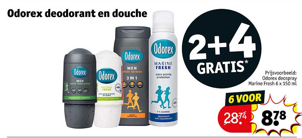 Odorex deodorant en douche 2+4 GRATIS