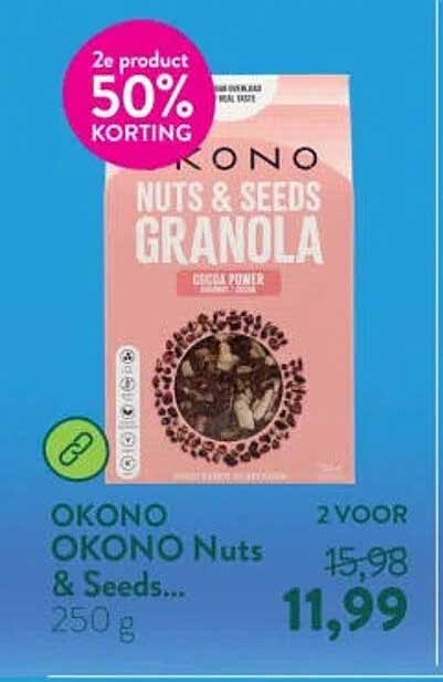 OKONO Nuts & Seeds Granola 2e product 50% korting