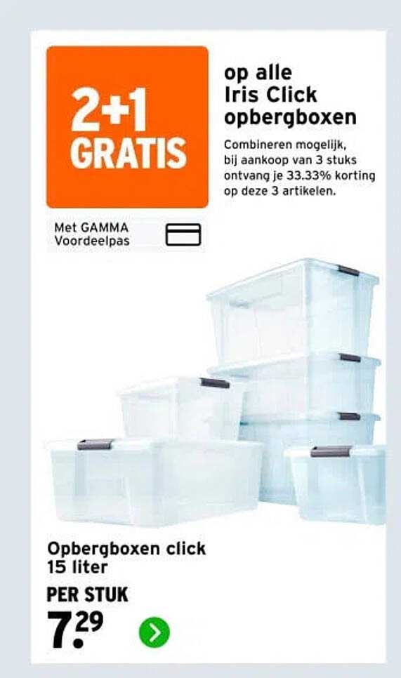 Opbergboxen click 15 liter 2+1 GRATIS
