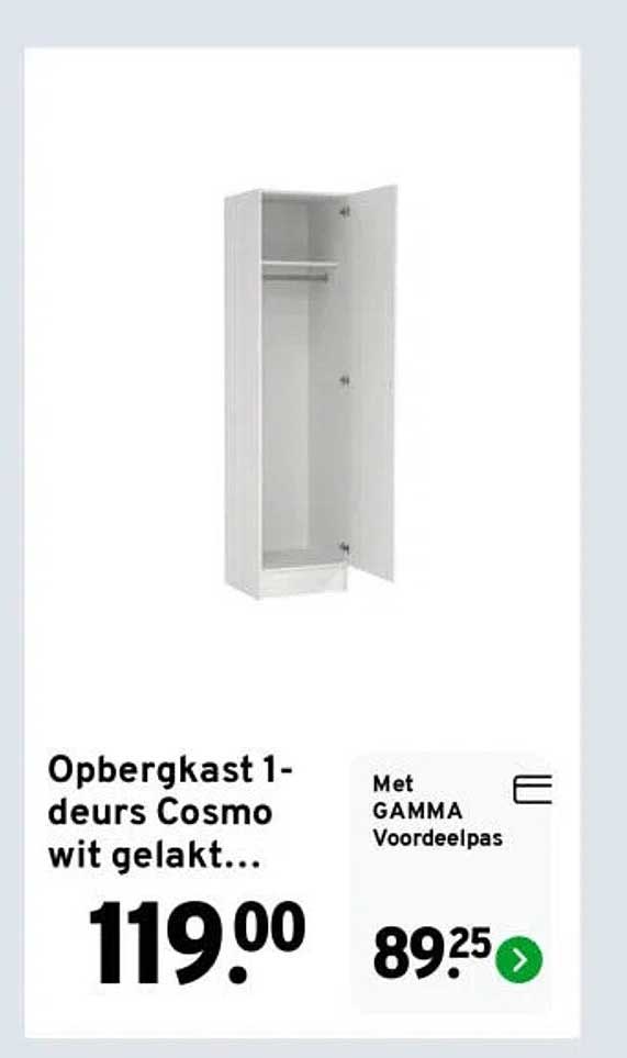 Opbergkast 1-deurs Cosmo wit gelakt...