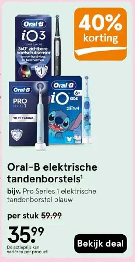 Oral-B elektrische tandenborstels 40% korting