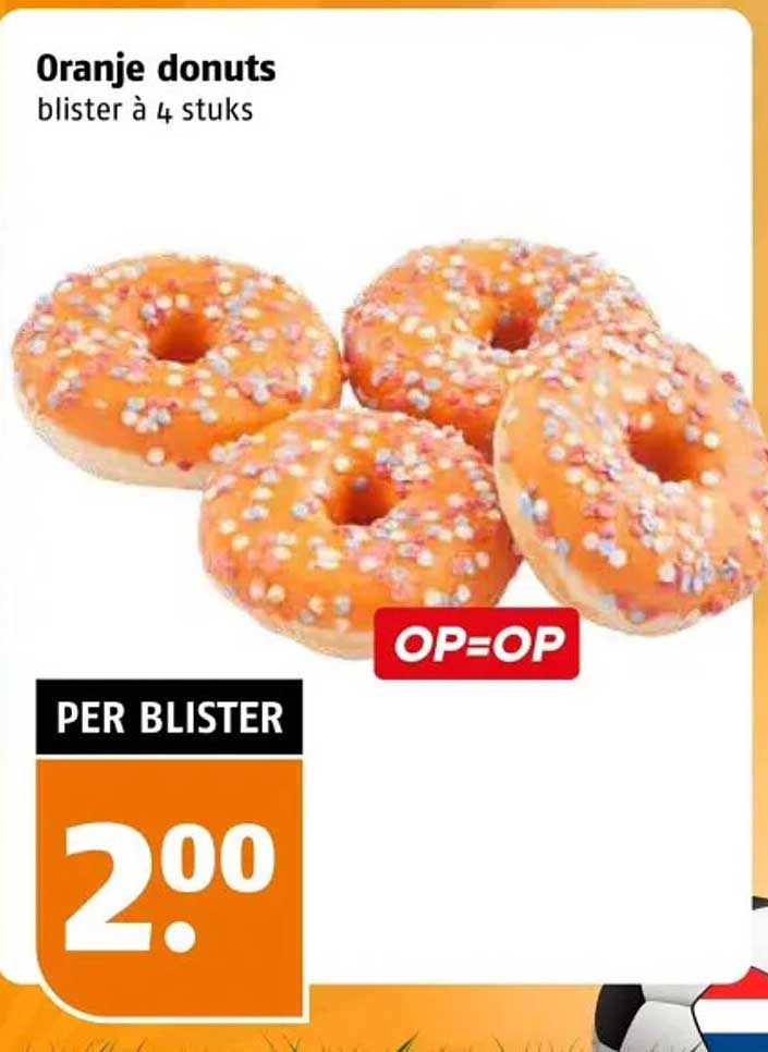 Oranje donuts blister à 4 stuks OP=OP