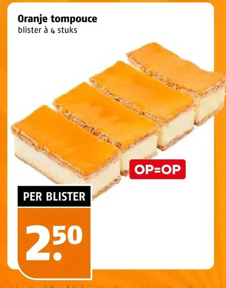 Oranje tompouce blister à 4 stuks OP=OP