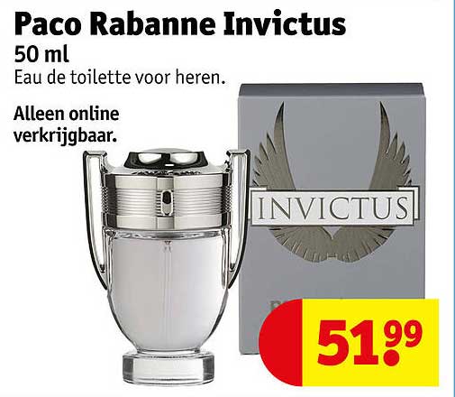 Paco Rabanne Invictus 50 ml Eau de toilette voor heren. Alleen online verkrijgbaar.