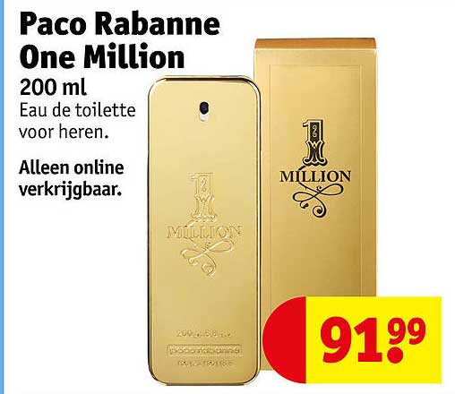 Paco Rabanne One Million 200 ml Eau de toilette voor heren. Alleen online verkrijgbaar.