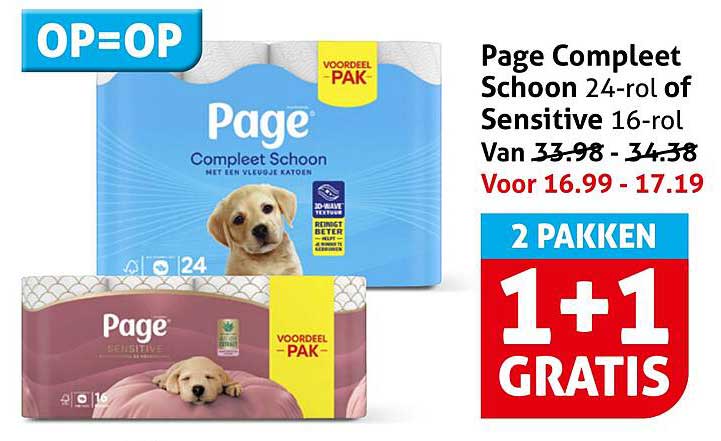 Page Compleet Schoon 24-rol of Sensitive 16-rol 1+1 GRATIS