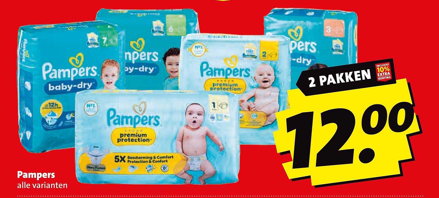 Pampers alle varianten 2 pakken inclusief 10% extra korting