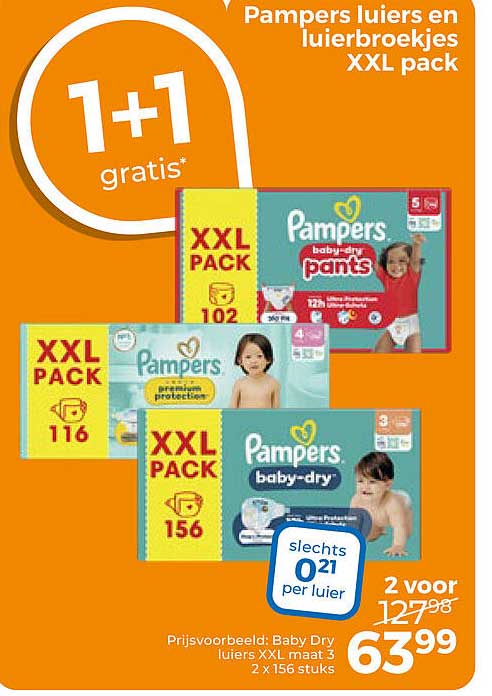 Pampers luiers en luierbroekjes XXL pack 1+1 gratis