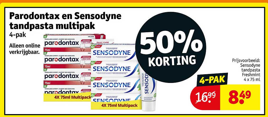 Parodontax en Sensodyne tandpasta multipak 4-pak 50% KORTING