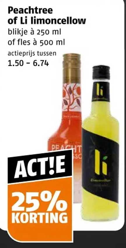 Peachtree of Li limoncellow fles 500 ml, 25% korting