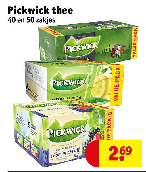Pickwick thee 40 en 50 zakjes