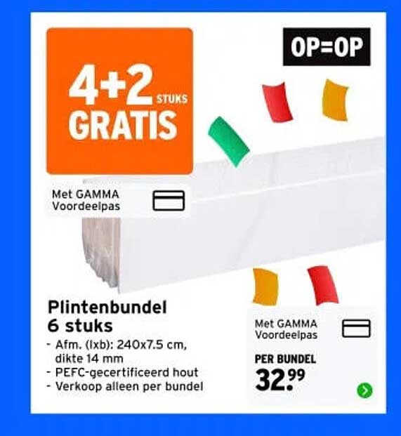 Plintenbundel 6 stuks 4+2 stuks gratis