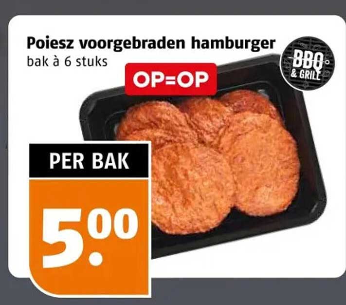 Poiesz voorgebakken hamburger bak à 6 stuks OP=OP
