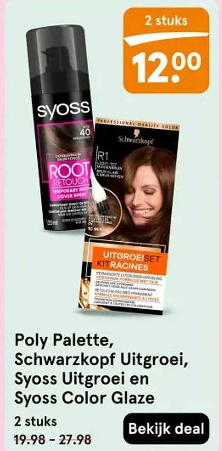 Poly Palette, Schwarzkopf Uitgroei, Syoss Uitgroei en Syoss Color Glaze 2 stuks