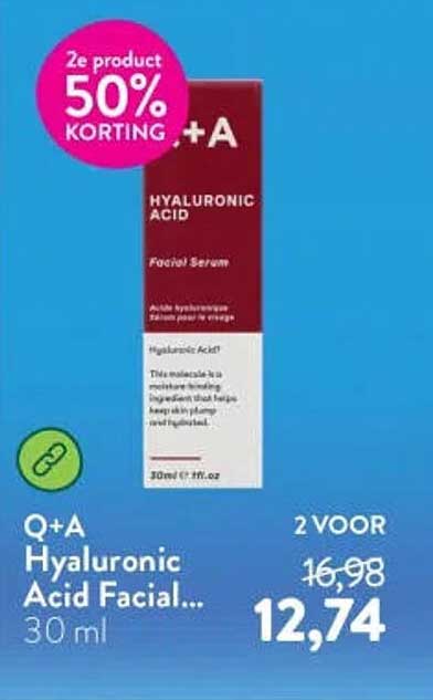Q+A Hyaluronic Acid Facial... 30 ml 2e product 50% korting